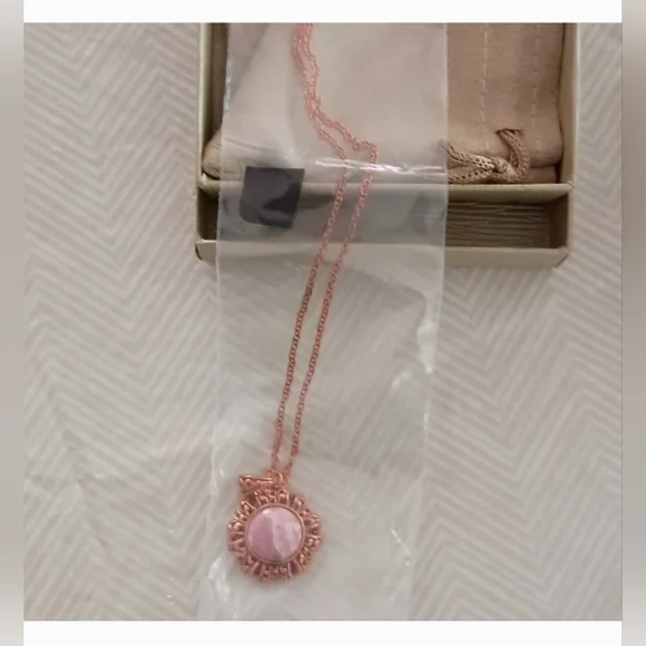Pink Pendant Necklace with Pouch - Picture 2 of 2